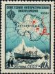 161891 - Карта Антарктиды, корабли экспедиции. Печать офсет., перф. греб. 12:12 1/2